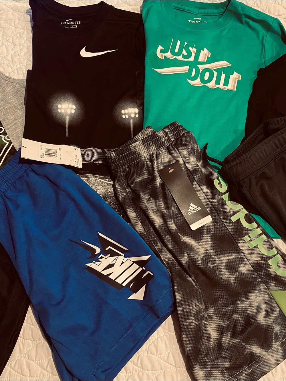 Nike Teal 'Just Do It' T-Shirt and Blue Athletic Shorts Set